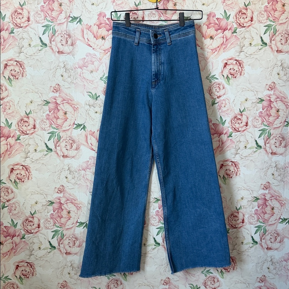 3-EUC Zara The Marine Straight High Rise Blue Denim Jeans women’s Pants size 4 - Picture 3 of 6
